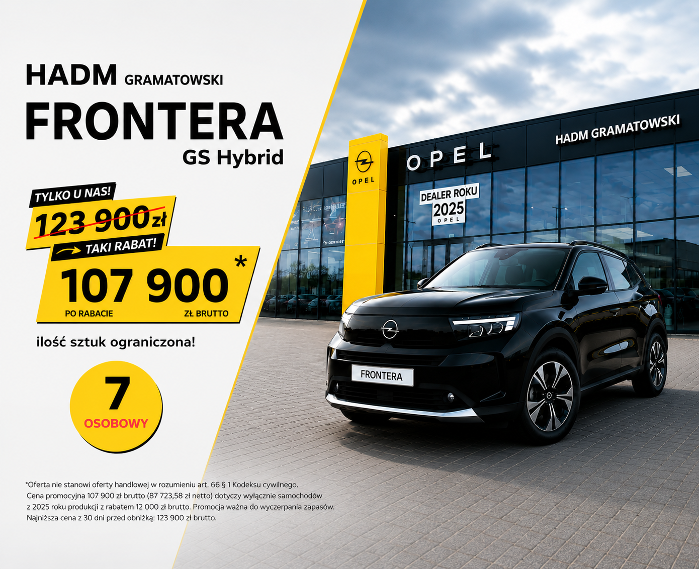 Opel Frontera w HADM Gramatowski – siedem miejsc, hybryda i spora obniżka ceny