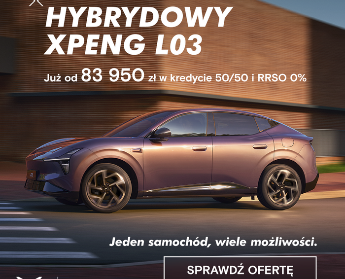 XPENG L03 w kredycie 50/50 z RRSO 0% i OC/AC za 1 zł! Poznaj jesienną ofertę!