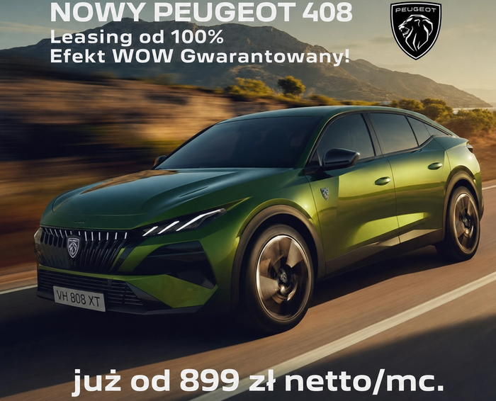 Nowy Peugeot 408: Hybrydowy fastback w Leasingu od 100% - Tnij koszty firmowe z klasą