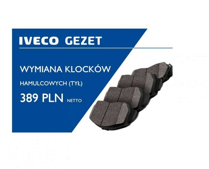 IVECO SZCZECIN - PROMOCYJNA WYMIANA KLOCKÓW HAMULCOWYCH [TYŁ]
